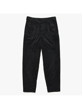 Saint Laurent Striped Velour Long Pants Black